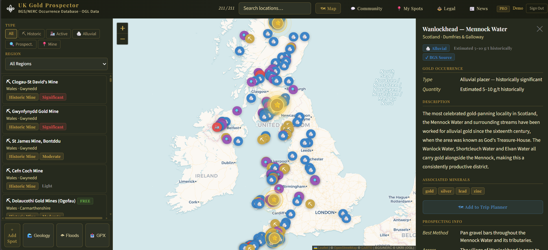UK Gold Prospector — live web app